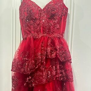 Elegant Red Lace Kids Dress